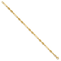 14K Polished Fancy Mixed Link w/Puffed Mariner 7.5 in Bracelet-SF3161-7.5