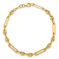 14K Polished Fancy Mixed Link w/Puffed Mariner 7.5 in Bracelet-SF3161-7.5