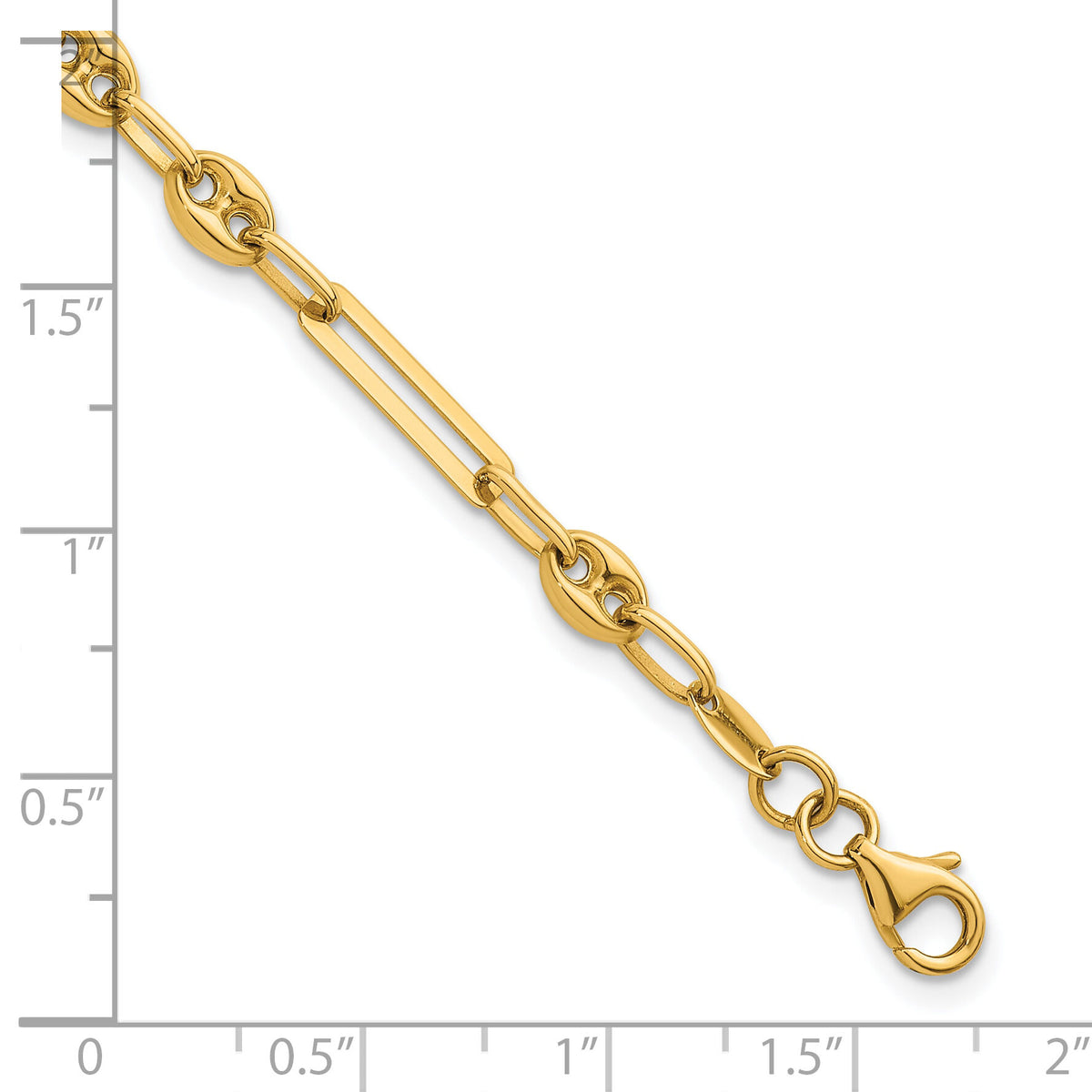 14K Polished Fancy Mixed Link w/Puffed Mariner 7.5 in Bracelet-SF3161-7.5