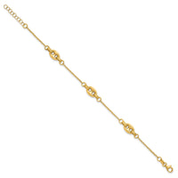 14K Polished and Textured Greek Key 7.25 w/1in ext. Link Bracelet-SF3163-7.25