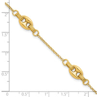 14K Polished and Textured Greek Key 7.25 w/1in ext. Link Bracelet-SF3163-7.25