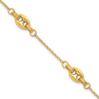 14K Polished and Textured Greek Key 7.25 w/1in ext. Link Bracelet-SF3163-7.25