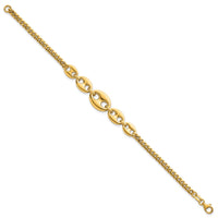 14k Polished Puffed Mariner and Curb Link 7inch Bracelet-SF3164-7