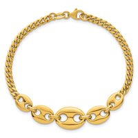14k Polished Puffed Mariner and Curb Link 7inch Bracelet-SF3164-7