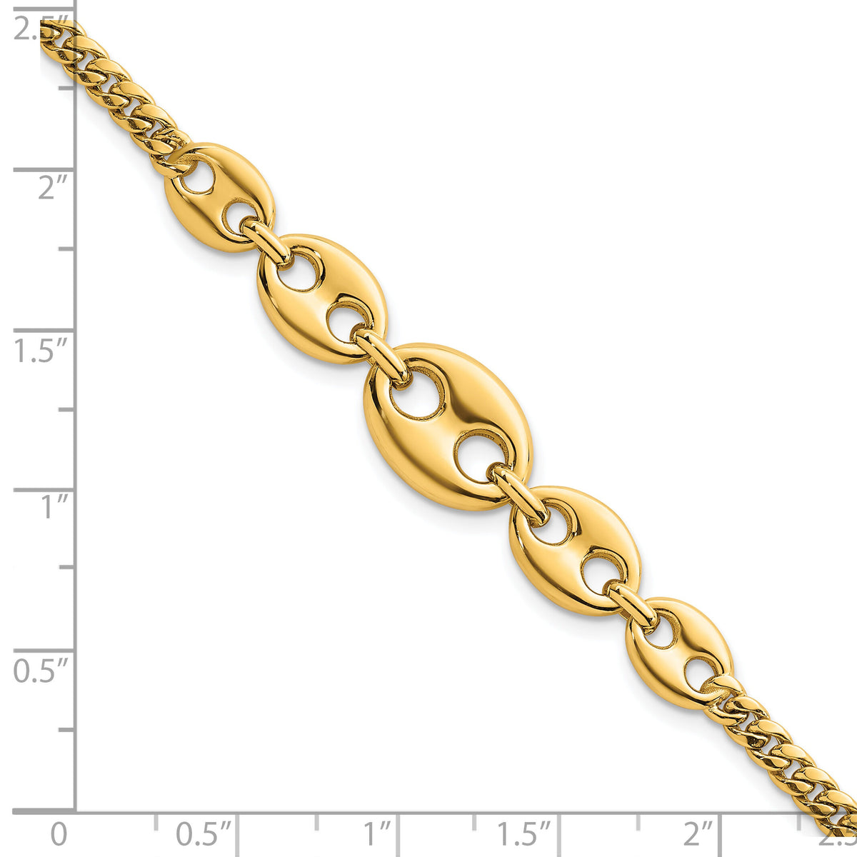 14k Polished Puffed Mariner and Curb Link 7inch Bracelet-SF3164-7