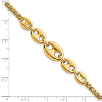 14k Polished Puffed Mariner and Curb Link 7inch Bracelet-SF3164-7