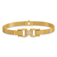 14k Polished Fancy Link w/ CZ 7.5in Bracelet-SF3167-7.5