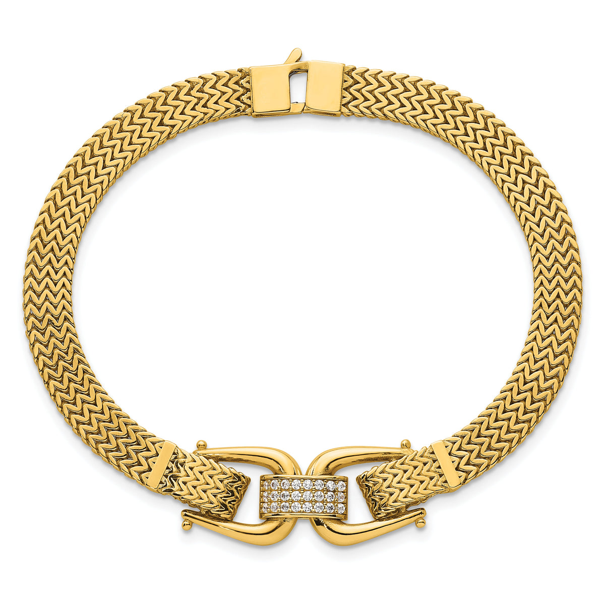14k Polished Fancy Link w/ CZ 7.5in Bracelet-SF3167-7.5