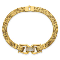 14k Polished Fancy Link w/ CZ 7.5in Bracelet-SF3167-7.5