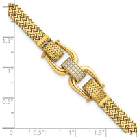 14k Polished Fancy Link w/ CZ 7.5in Bracelet-SF3167-7.5