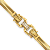 14k Polished Fancy Link w/ CZ 7.5in Bracelet-SF3167-7.5