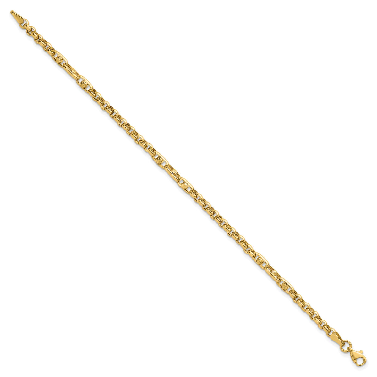 14k Polished & Diamond-cut 7.5in Fancy Link Bracelet-SF3169-7.5