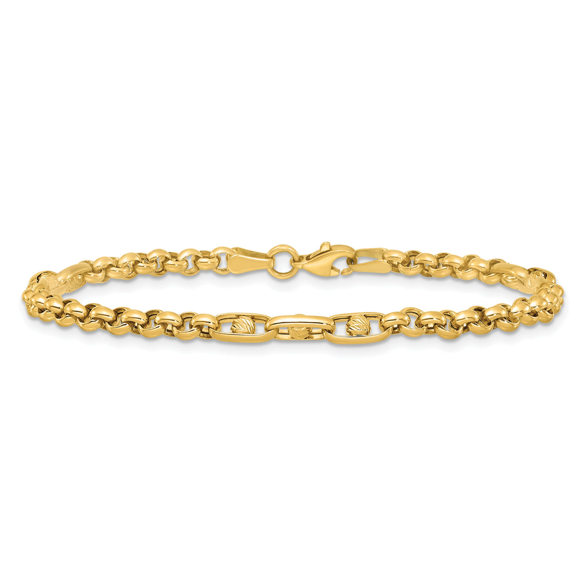 14k Polished & Diamond-cut 7.5in Fancy Link Bracelet-SF3169-7.5