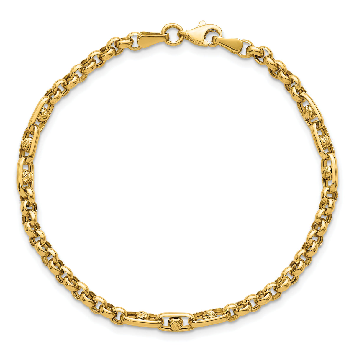 14k Polished & Diamond-cut 7.5in Fancy Link Bracelet-SF3169-7.5