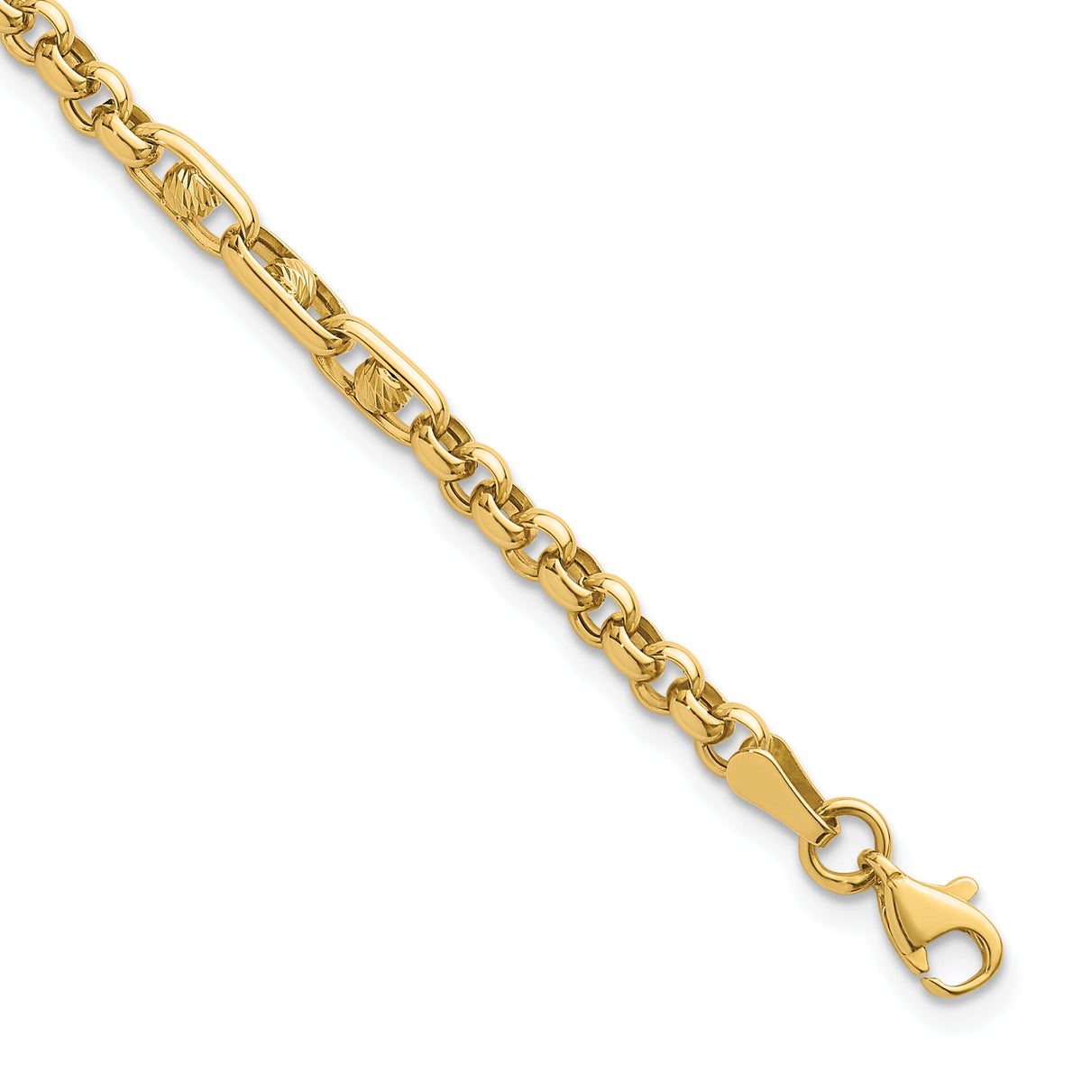 14k Polished & Diamond-cut 7.5in Fancy Link Bracelet-SF3169-7.5