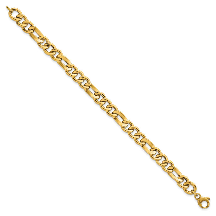 14k Polished 7.5in Figaro Link Bracelet-SF3171-7.5