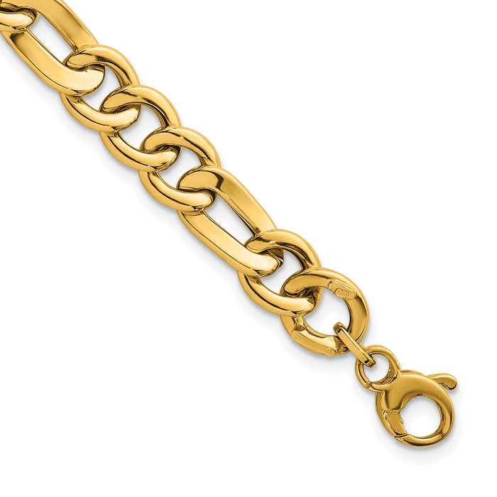 14k Polished 7.5in Figaro Link Bracelet-SF3171-7.5