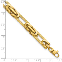 14k Polished & Textured Greek Key Design Oval Link 7.25 in Bracelet-SF3172-7.25