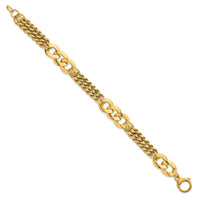 14k Polished Triple Strand Fancy Curb Link Bracelet-SF3173-7.25