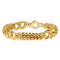 14k Polished Triple Strand Fancy Curb Link Bracelet-SF3173-7.25
