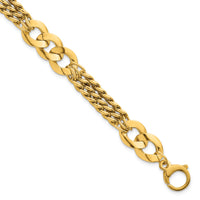 14k Polished Triple Strand Fancy Curb Link Bracelet-SF3173-7.25