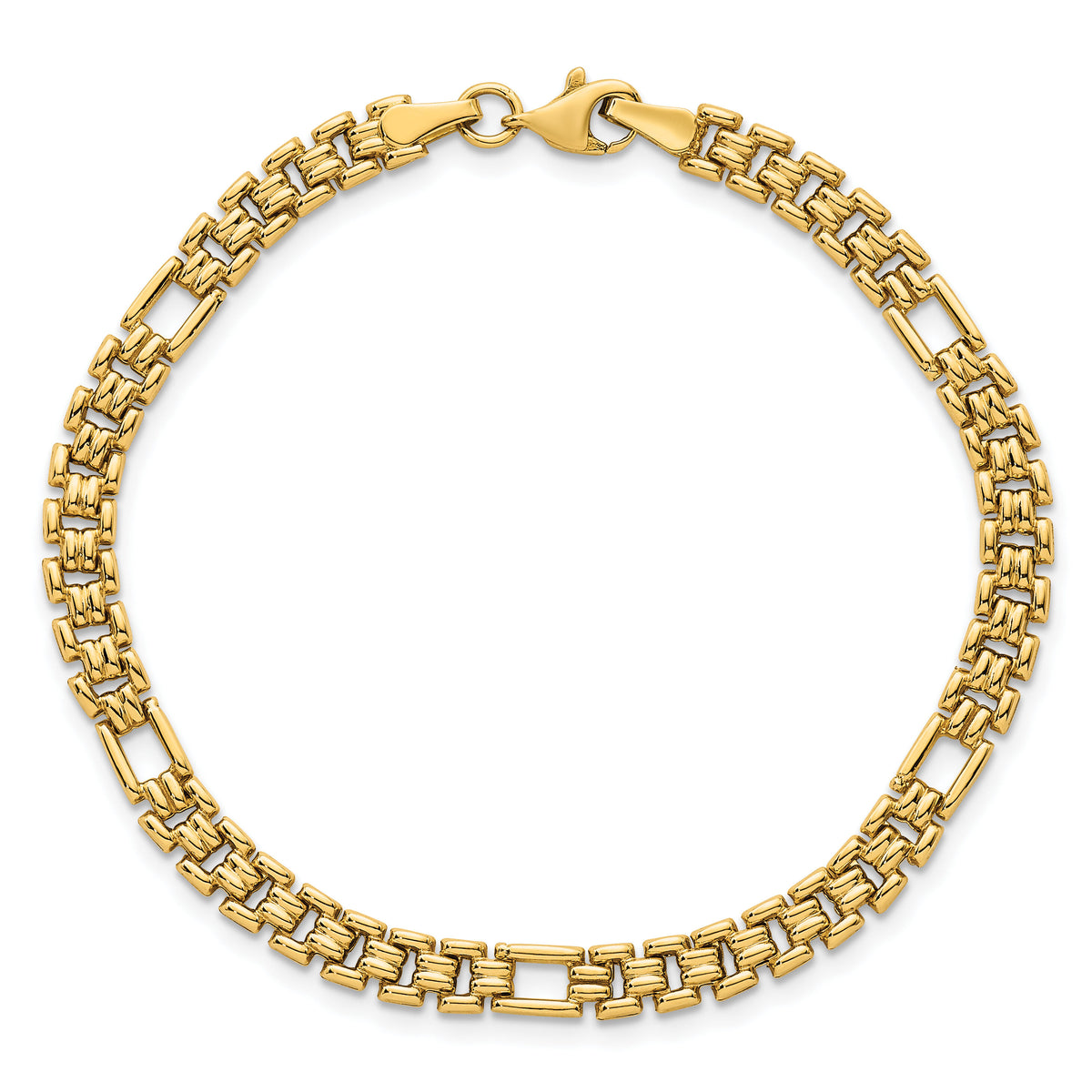 14K Polished Fancy Link 7.5in Bracelet-SF3176-7.5