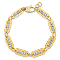14K Two-Tone Polished Diamond-cut Bead 7.25 w/.5in ext. Bracelet-SF3178-7.25
