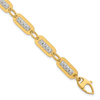 14K Two-Tone Polished Diamond-cut Bead 7.25 w/.5in ext. Bracelet-SF3178-7.25