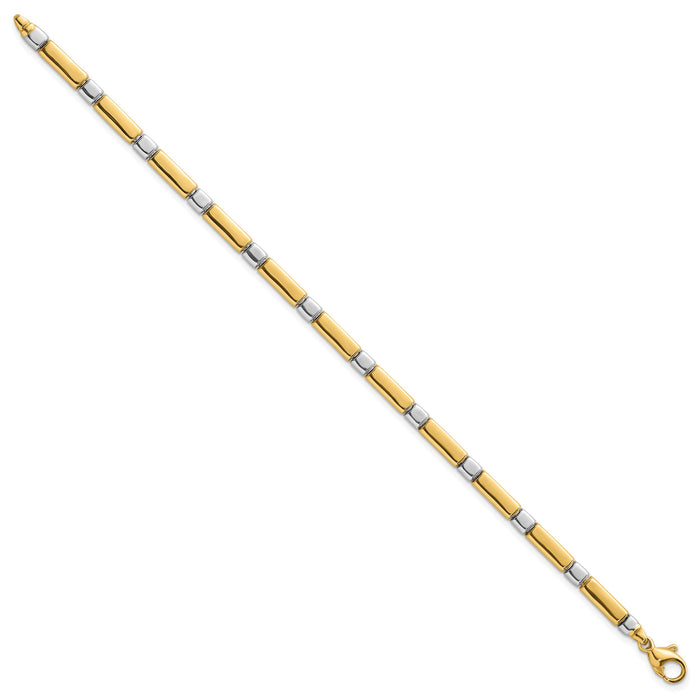 14k Two Tone Polished Fancy Link 4mm Bracelet-SF3181-7.5
