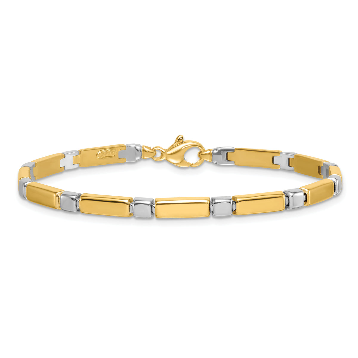 14k Two Tone Polished Fancy Link 4mm Bracelet-SF3181-7.5