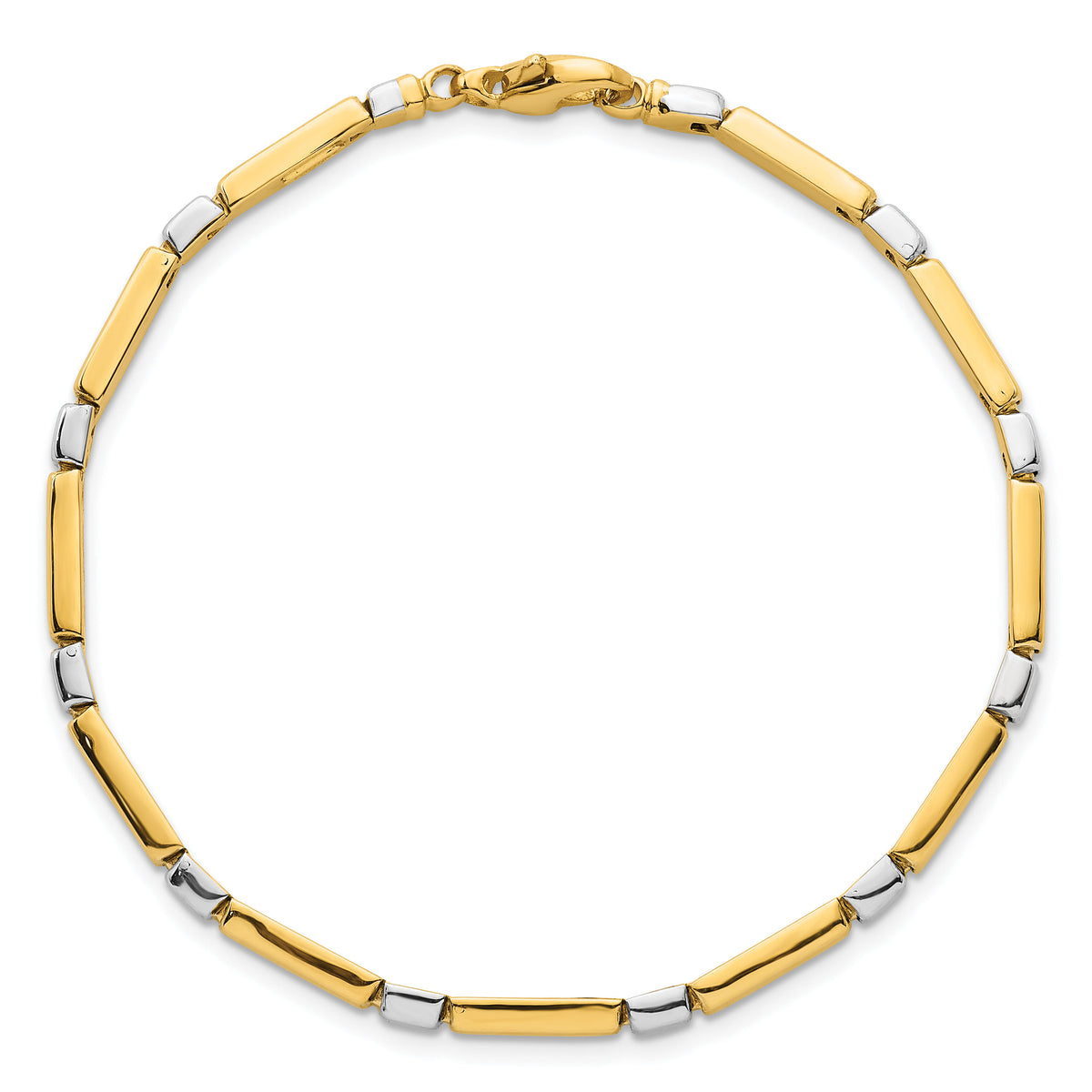 14k Two Tone Polished Fancy Link 4mm Bracelet-SF3181-7.5