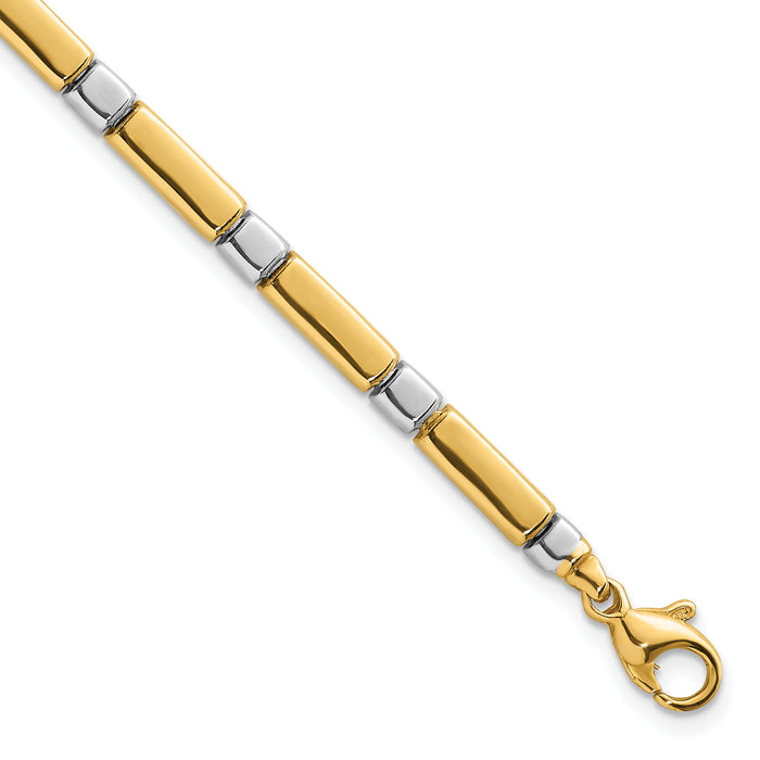 14k Two Tone Polished Fancy Link 4mm Bracelet-SF3181-7.5