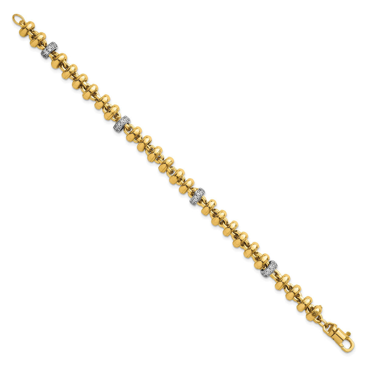 14k Two-tone Polished Fancy Link CZ 7.5in Bracelet-SF3182-7.5