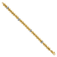 14k Two-tone Polished Fancy Link CZ 7.5in Bracelet-SF3182-7.5