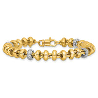 14k Two-tone Polished Fancy Link CZ 7.5in Bracelet-SF3182-7.5