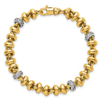 14k Two-tone Polished Fancy Link CZ 7.5in Bracelet-SF3182-7.5