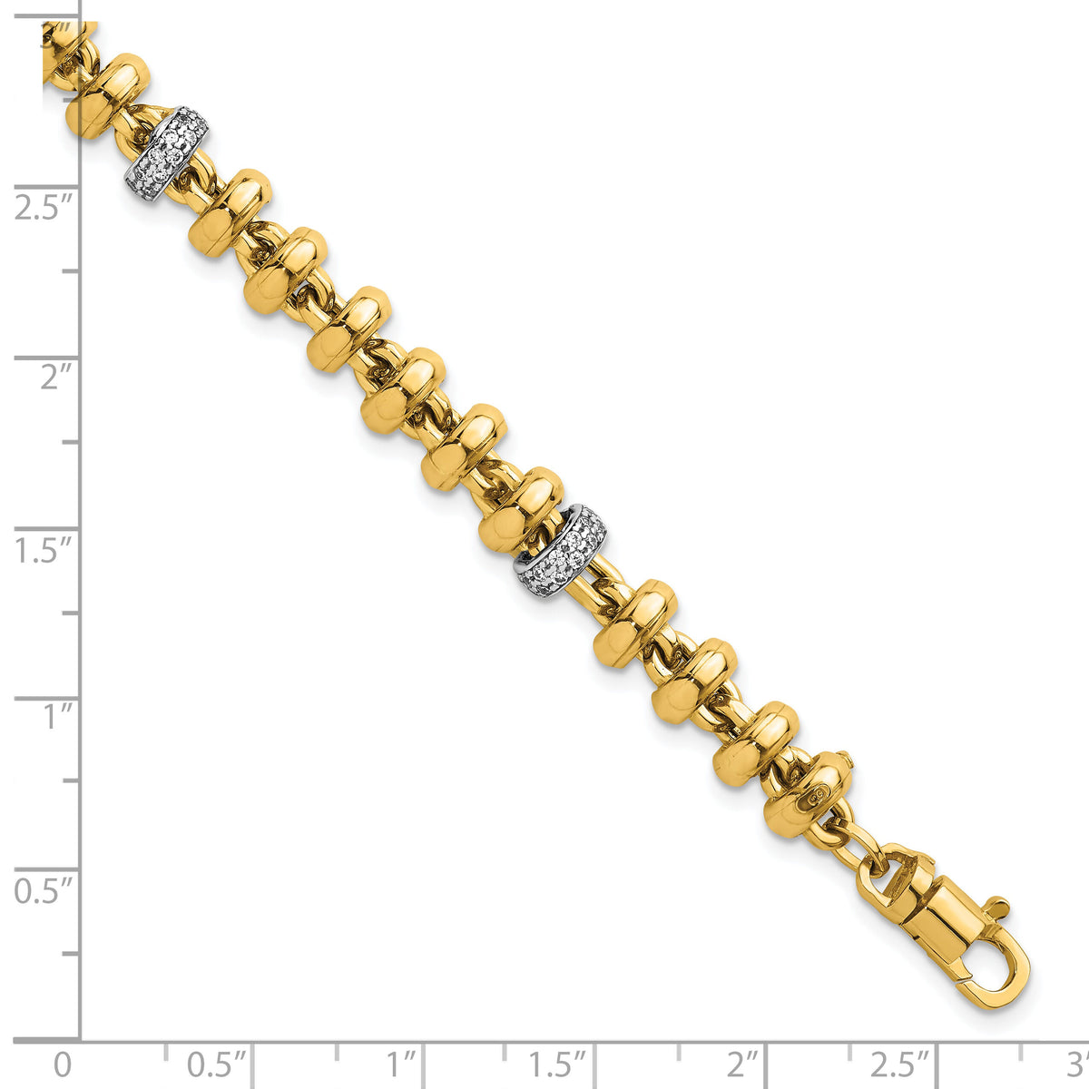 14k Two-tone Polished Fancy Link CZ 7.5in Bracelet-SF3182-7.5