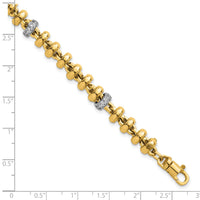 14k Two-tone Polished Fancy Link CZ 7.5in Bracelet-SF3182-7.5