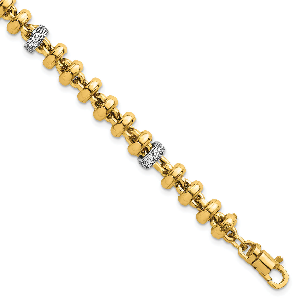 14k Two-tone Polished Fancy Link CZ 7.5in Bracelet-SF3182-7.5
