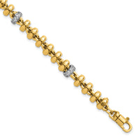 14k Two-tone Polished Fancy Link CZ 7.5in Bracelet-SF3182-7.5