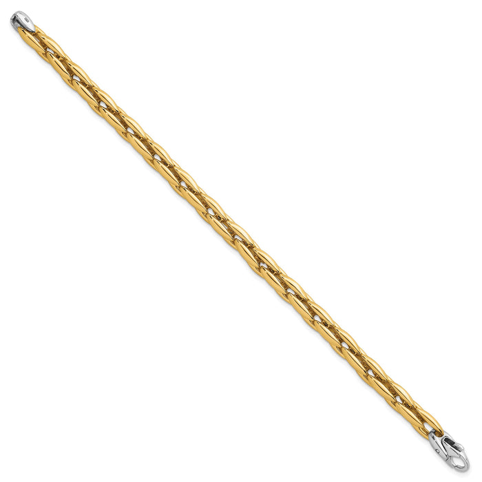14k Two-tone Polished Fancy Link 6.75mm Bracelet-SF3184-7.25