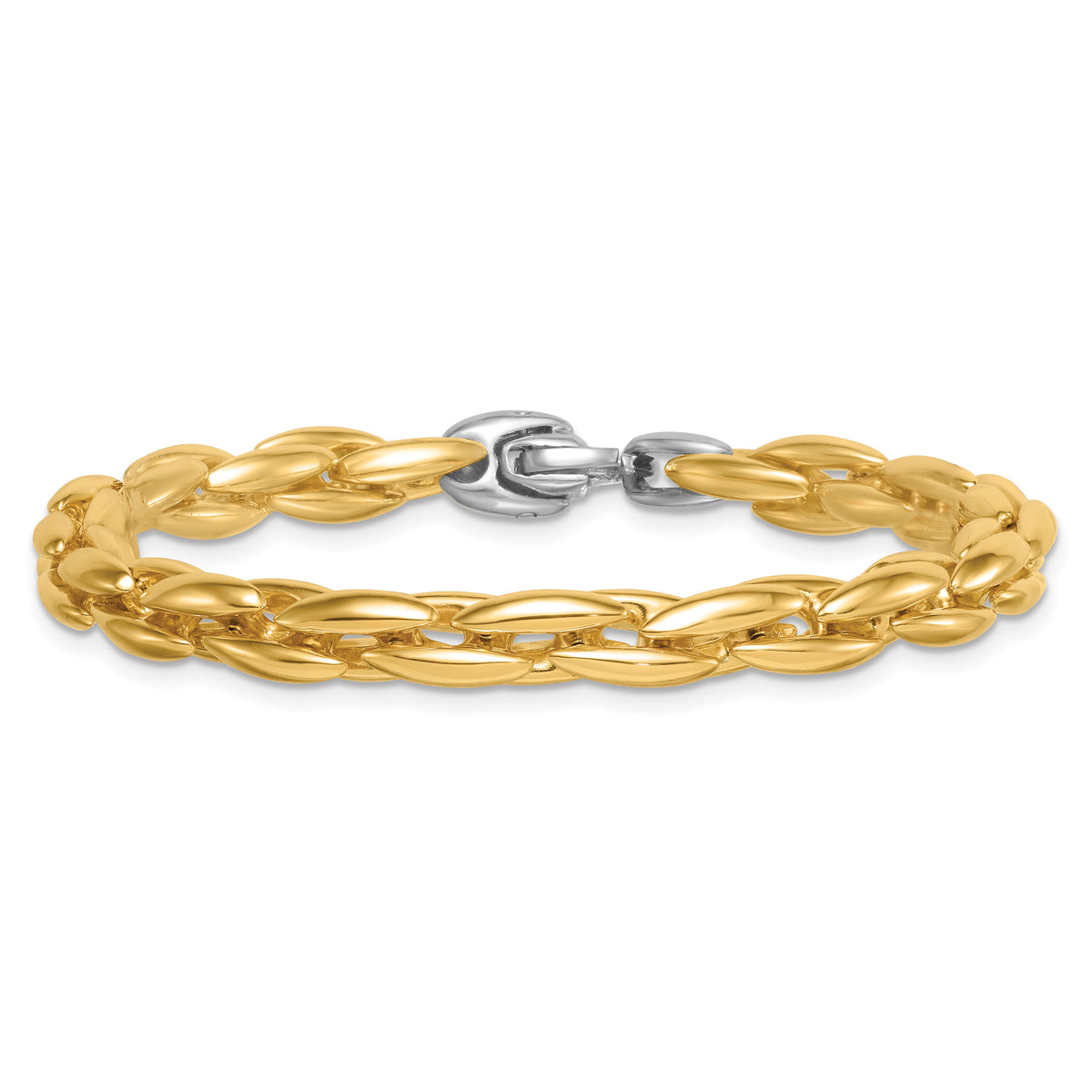 14k Two-tone Polished Fancy Link 6.75mm Bracelet-SF3184-7.25