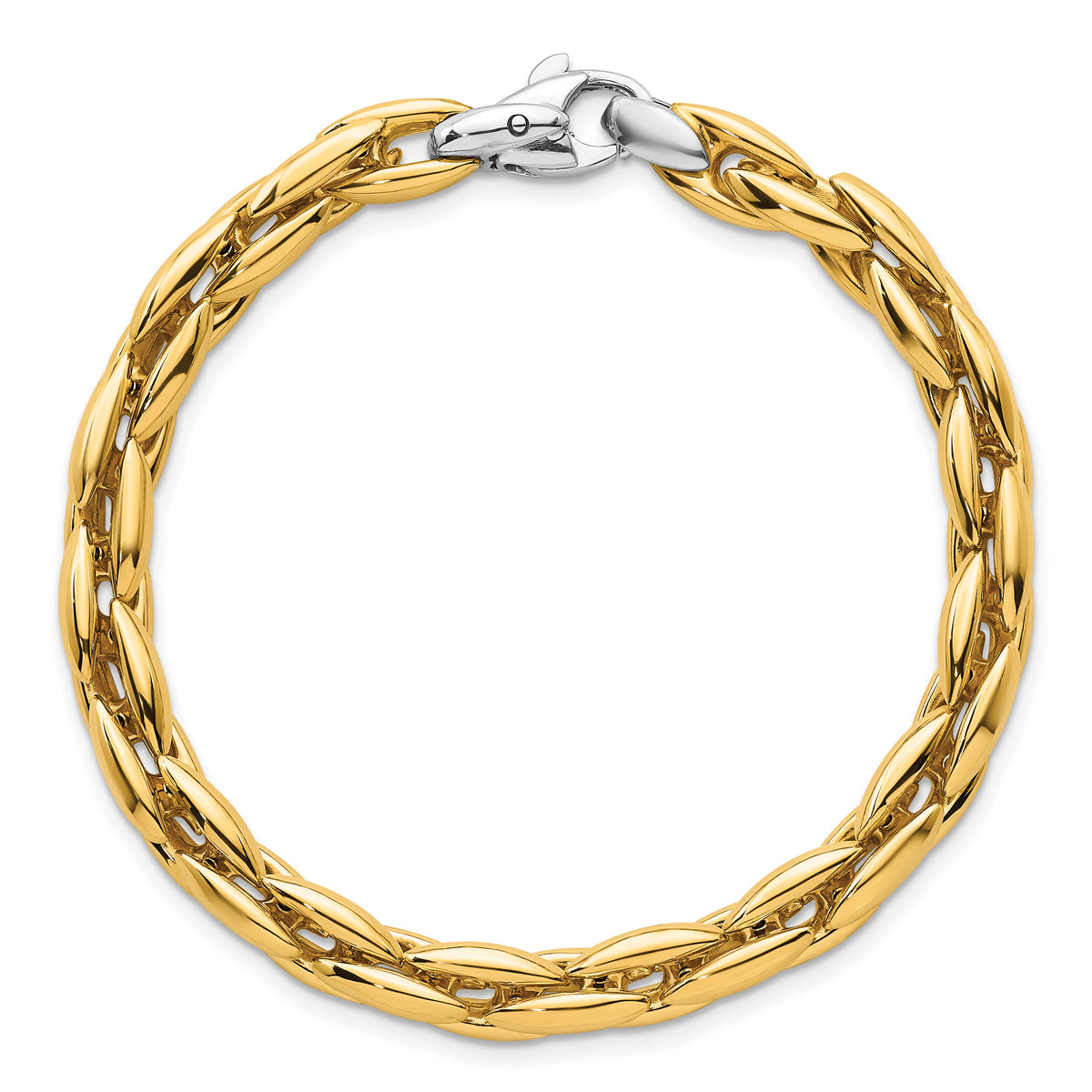 14k Two-tone Polished Fancy Link 6.75mm Bracelet-SF3184-7.25