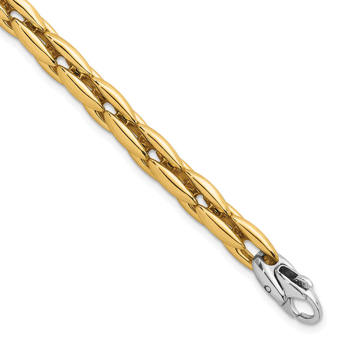 14k Two-tone Polished Fancy Link 6.75mm Bracelet-SF3184-7.25