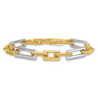 14k Two Tone Polished Fancy Square And Rectangle 8mm Bracelet-SF3185-7.25