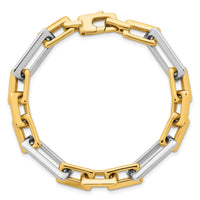 14k Two Tone Polished Fancy Square And Rectangle 8mm Bracelet-SF3185-7.25