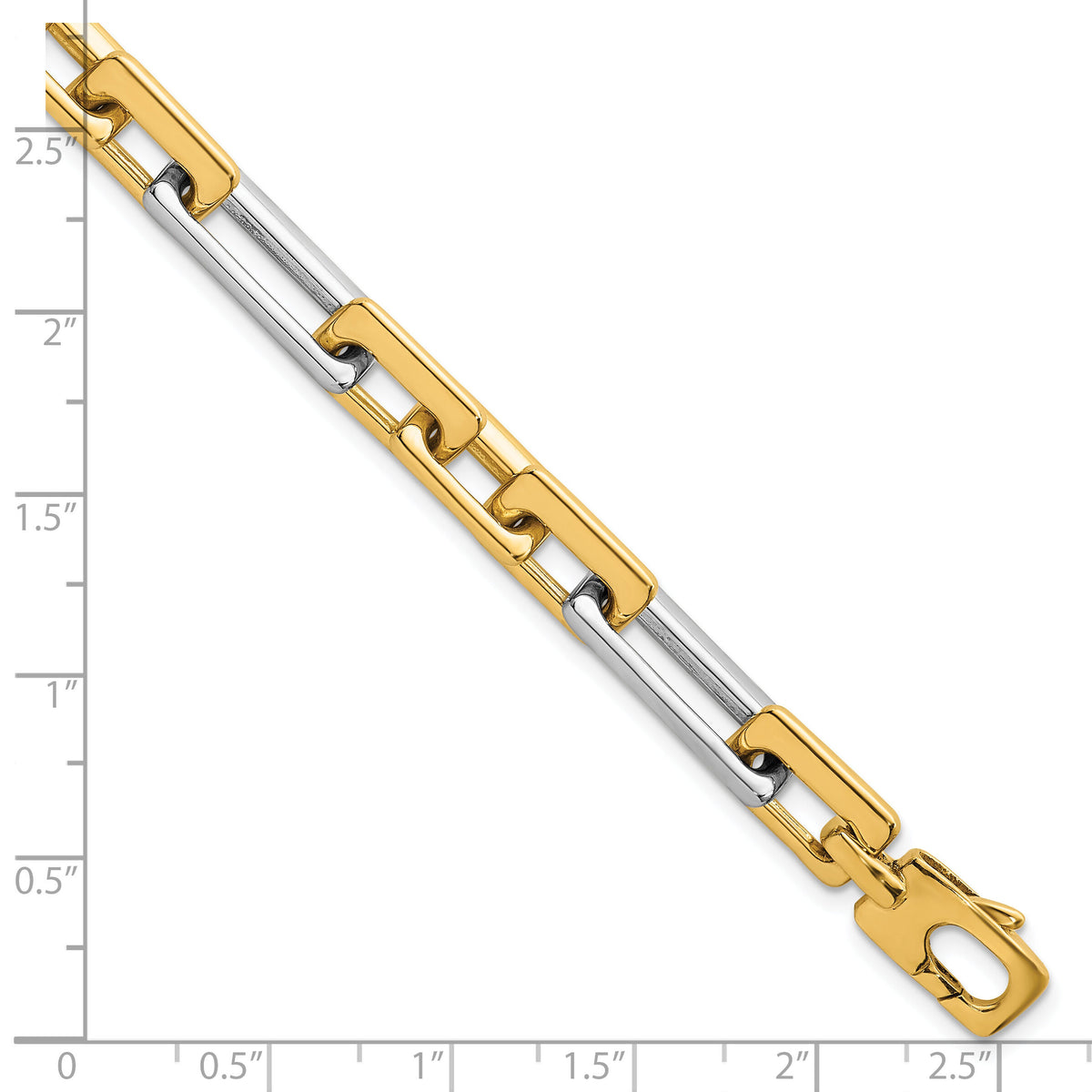 14k Two Tone Polished Fancy Square And Rectangle 8mm Bracelet-SF3185-7.25