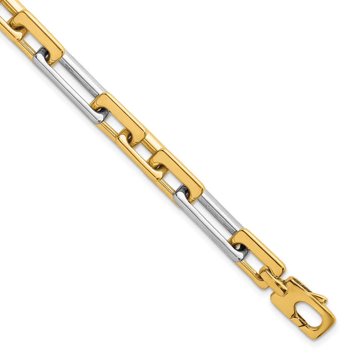 14k Two Tone Polished Fancy Square And Rectangle 8mm Bracelet-SF3185-7.25