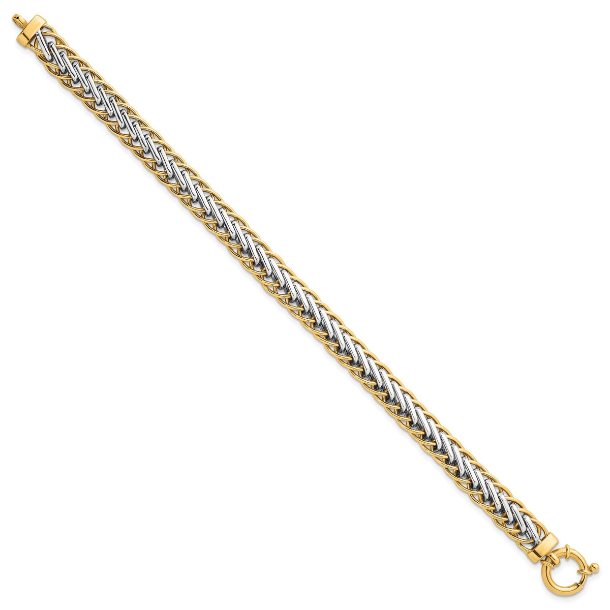 14k Two-tone Polished Fancy Link Bracelet-SF3189-7.5