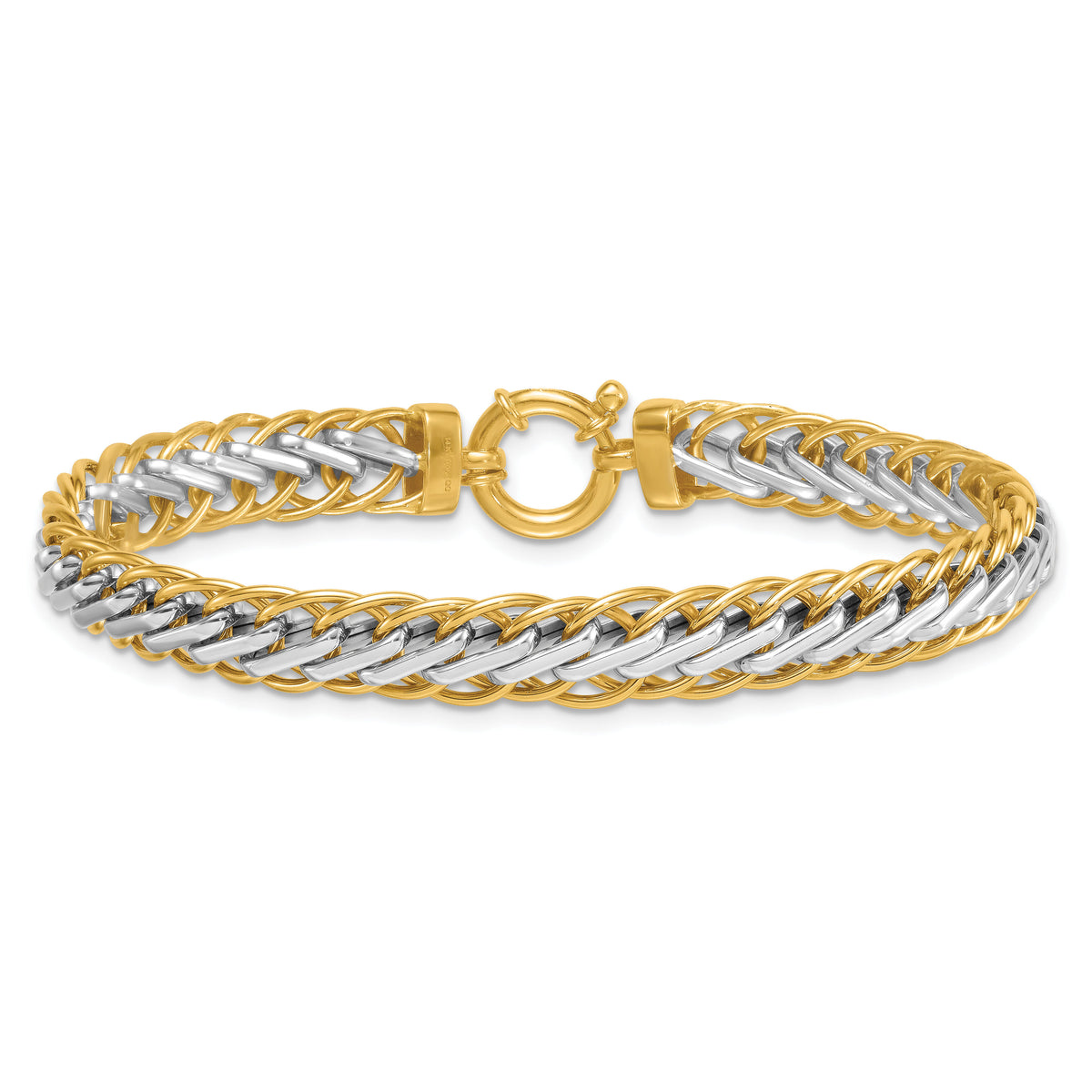 14k Two-tone Polished Fancy Link Bracelet-SF3189-7.5